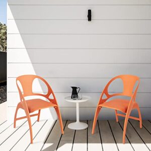 Giantex Folding Dining Chairs Set of 2, Plastic Dining Chairs with Armrest and High Backrest, 330 LBS Indoor Outdoor Modern Dining Chairs for Dining Room Kitchen, Orange