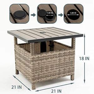 Sundale Outdoor Patio Umbrella Stand All Weather Wicker Rattan 22 in Umbrella Table Garden Furniture Deck Pool Table, Gray