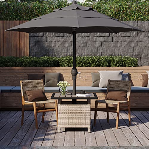 Sundale Outdoor Patio Umbrella Stand All Weather Wicker Rattan 22 in Umbrella Table Garden Furniture Deck Pool Table, Gray