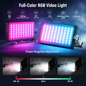 NEEWER RGB Video Light, SL90 12W 4300mAh Battery 360° Full Color 18 Light Scenes, 2500~10000K CRI97+ On Camera Light Panel Aluminum Alloy Body, App & 2.4G Control for YouTube/TikTok/Vlog/Photography