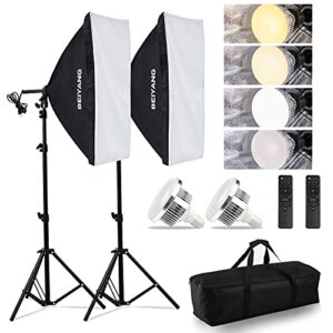 softbox lighting kit photography soft box 20” x 28”, 85w studio 6000k bulb led light, 6.7’light stand, remote set, beiyang