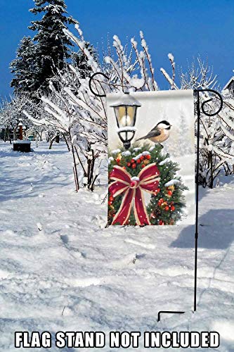 Toland Home Garden 12x18 Inch Double Sided Garden Flag Winter Flag, Snowy Wreath Christmas Winter Garden Flag House Flag For Outdoor Yard Decoration