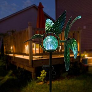 VCUTEKA Solar Wind Spinner Metal Garden Stake Solar Garden Light Outdoor Decorative Wind Sculpture for Yard Pathway Decor