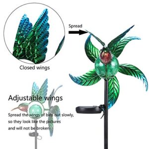 VCUTEKA Solar Wind Spinner Metal Garden Stake Solar Garden Light Outdoor Decorative Wind Sculpture for Yard Pathway Decor