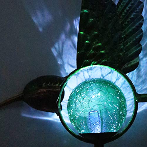 VCUTEKA Solar Wind Spinner Metal Garden Stake Solar Garden Light Outdoor Decorative Wind Sculpture for Yard Pathway Decor