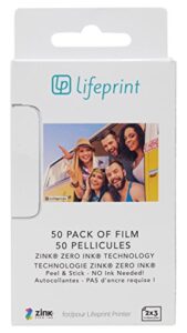 lifeprint 50 pack of film for lifeprint augmented reality photo and video printer. 2×3 zero ink sticky backed film