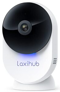 laxihub 5ghz wifi security camera indoor baby monitor cam white home pet/dog/cat camera with app, 5ghz/2.4ghz dual bands,1080p fhd night vision, 2-way audio, motion detection area customized