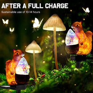 2 Pcs Solar Squirrel Garden Lights Animal Outdoor Waterproof Decorative Hedgehog Pathway Lights Outdoor Landscape Path Lights Waterproof Garden Decor Solar Garden Light Yard (Squirrel)