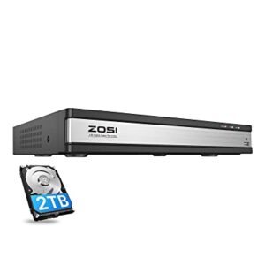 ZOSI 1080p Lite 16 Channel Security DVR Recorder, H.265+ Hybrid 4-in-1(Analog/AHD/TVI/CVI) CCTV DVR for Security Camera,Motion Detection,Mobile Remote Control,Email Alarm,2TB Hard Drive Included