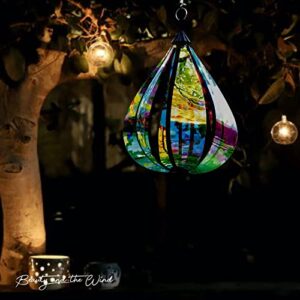 Wind Spinner Rainbow Drop Colorful Yard Art Spinning Garden Decor Kinetic Sculptures for Outdoor and Garden Wind Spinners 3D Hanging Ornament for Patio