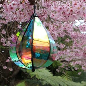 Wind Spinner Rainbow Drop Colorful Yard Art Spinning Garden Decor Kinetic Sculptures for Outdoor and Garden Wind Spinners 3D Hanging Ornament for Patio