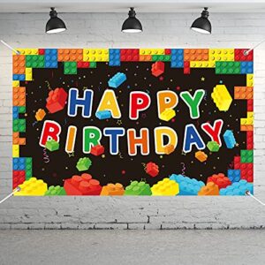 building blocks party decorations colorful blocks birthday backdrop photography children kids building blocks theme party supplies