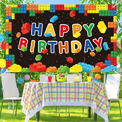 Building Blocks Party Decorations Colorful Blocks Birthday Backdrop Photography Children Kids Building Blocks Theme Party Supplies