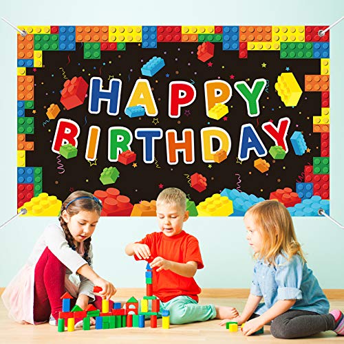 Building Blocks Party Decorations Colorful Blocks Birthday Backdrop Photography Children Kids Building Blocks Theme Party Supplies