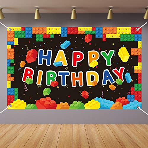 Building Blocks Party Decorations Colorful Blocks Birthday Backdrop Photography Children Kids Building Blocks Theme Party Supplies