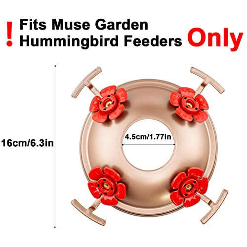 Muse Garden Upgraded Replacement Metal Base, Fits Hummingbird Feeders of Muse Garden Only, Bee Guards and No Rust, Safe for Hummingbirds, Copper+ Red Color Bottom, Containing 2 Seals