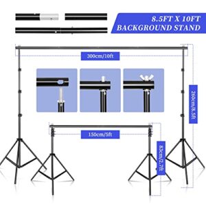 SH 2.6M x 3M/8.5ft x 10ft Photography Lighting Backdrops Stand Accessories Kit and 4 x 65W 5500K Bulbs Green Screen Umbrellas Softbox Continuous Light Kit for Photo Studio Portrait Video Shoot