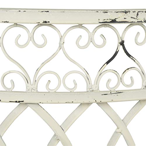 SAFAVIEH Outdoor Collection Lara Victorian Antique White Iron Kissing Bench