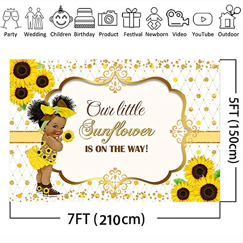 Avezano Sunflower Baby Shower Backdrop Baby Girl Baby Shower Party Decoration Our Little Sunflower is on The Way Photo Background (7x5ft)