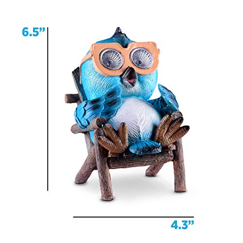 Owl Solar Garden Decorations Figurine | Outdoor LED Decor Figure | Light Up Decorative Statue Accents for Yard, Patio, Lawn, or Deck | Weather Resistant | Great Housewarming Gift Idea (Blue - 2 Pack)