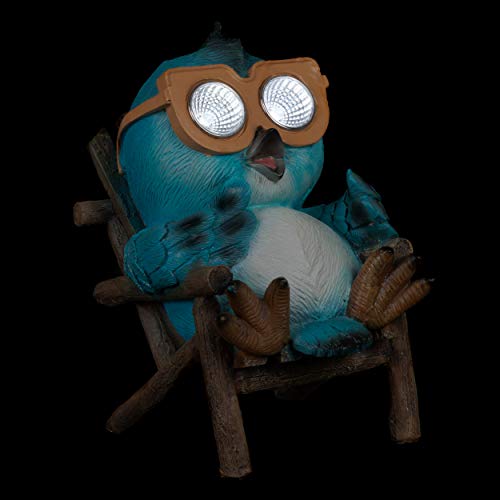 Owl Solar Garden Decorations Figurine | Outdoor LED Decor Figure | Light Up Decorative Statue Accents for Yard, Patio, Lawn, or Deck | Weather Resistant | Great Housewarming Gift Idea (Blue - 2 Pack)