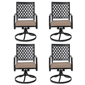 phi vialla patio outdoor swivel dining chairs outdoor furniture chairs set of 4 with cushion suports 300lbs for lawn garden backyard weather resistant-black frame