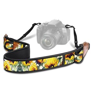 fintie camera strap for all dslr camera, universal neck shoulder belt with accessory pockets for canon, nikon, sony, pentax, sunflowers