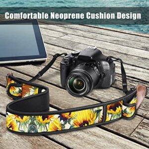 Fintie Camera Strap for All DSLR Camera, Universal Neck Shoulder Belt with Accessory Pockets for Canon, Nikon, Sony, Pentax, Sunflowers