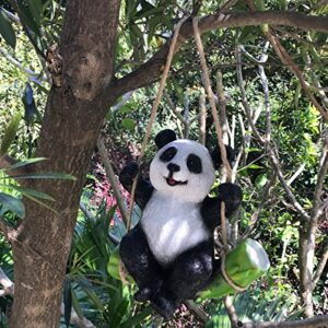 Goods247 Cute Black and White Panda Swing on Bamboo Creative Statue as Garden Decoration