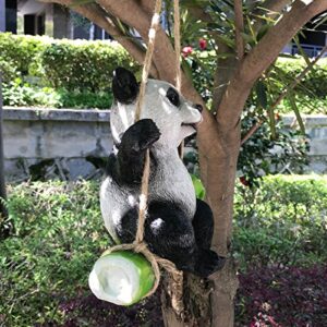 Goods247 Cute Black and White Panda Swing on Bamboo Creative Statue as Garden Decoration