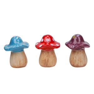 Mushroom Garden Decor - 3-Pack Ceramic Mushrooms for Garden, Mushroom Statue Decor, Fairy Garden Ceramic Lawn Ornament Patio Decor