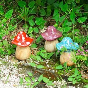 Mushroom Garden Decor - 3-Pack Ceramic Mushrooms for Garden, Mushroom Statue Decor, Fairy Garden Ceramic Lawn Ornament Patio Decor