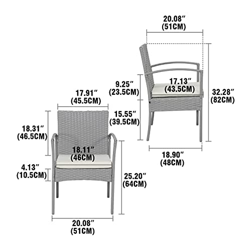 Xuanyue Patio Furniture Set 4 Pieces Outdoor Indoor Use Rattan Chair Wicker Sofa with Cushions for Porch Poolside Balcony Lawn or Backyard (Gray)