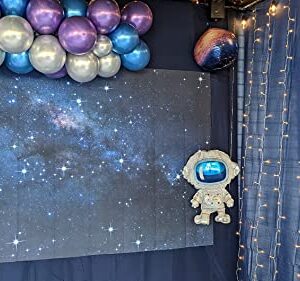 Avezano Starry Night Sky Backdrop Outer Space Galaxy Birthday Background Universe Nebula Stars Theme Party Decorations for Boy Kids First Birthday Banner Photo Booth Props(7x5ft)