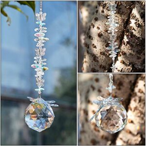 Hanging Sun Catchers with Crystals Butterfly Dragonfly Decor Window Garden Crystal Prism Rainbow Maker Suncatcher