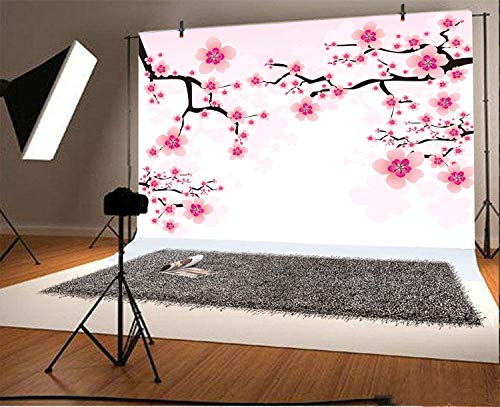 Leyiyi Romantic Cherry Blossoms Backdrop 7x5ft Photography Background Valentine's Day Decoration Soft Pink Love Theme Wedding Party Kids Girls Boys Adults Love Photo Booth Video Props