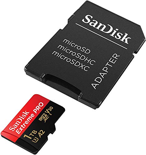 SanDisk 1TB Extreme Pro MicroSD Memory Card with Adapter Works with GoPro Hero 9, Hero 8, Max 360 - U3 V30 4K A2 Class 10 (SDSQXCZ-1T00-GN6MA) Bundle with 1 Everything But Stromboli Micro Card Reader