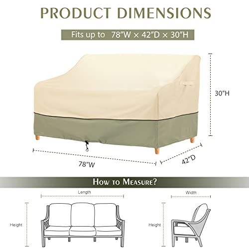 KylinLucky Outdoor Furniture Sofa Covers Waterproof, 2-Seater Patio Loveseat Bench Couch Covers Fits up to 78 x 42 x 30 inches