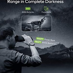 VABSCE Digital Night Vision Binoculars, 1080p FHD, 1640ft Viewing Range, Superior 5W Infrared, High Sensitivity COMS Sensor Night Goggles for Hunting, Camping and Surveillance with 64GB Micro SD Card