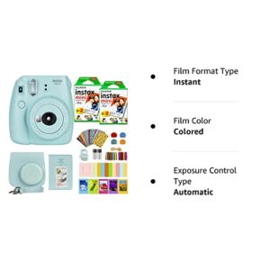 Fujifilm Instax Mini 9 Instant Camera + Fujifilm Instax Mini Film (40 Sheets) Bundle with Deals Number One Accessories Including Carrying Case, Color Filters, Kids Photo Album + More (Ice Blue)