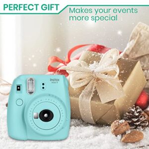 Fujifilm Instax Mini 9 Instant Camera + Fujifilm Instax Mini Film (40 Sheets) Bundle with Deals Number One Accessories Including Carrying Case, Color Filters, Kids Photo Album + More (Ice Blue)