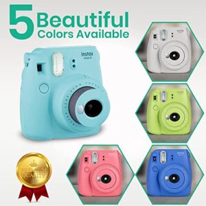 Fujifilm Instax Mini 9 Instant Camera + Fujifilm Instax Mini Film (40 Sheets) Bundle with Deals Number One Accessories Including Carrying Case, Color Filters, Kids Photo Album + More (Ice Blue)