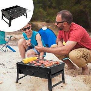 NEWCES Barbecue Desk Portable Folding Charcoal Barbecue Desk Tabletop Outdoor Black Smoker BBQ for Picnic Garden Terrace Camping Travel 13.8x10.6 x2.4 Tabletop Barbecue