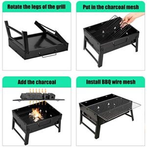 NEWCES Barbecue Desk Portable Folding Charcoal Barbecue Desk Tabletop Outdoor Black Smoker BBQ for Picnic Garden Terrace Camping Travel 13.8x10.6 x2.4 Tabletop Barbecue