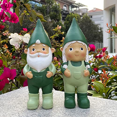 ASAMASA 2 Pcs Funny Garden Gnomes Statue Garden Gifts Gnome Decor Naughty Gnome Statue Indoor/Outdoor Garden Gnome Sculpture for Patio Yard Decorations