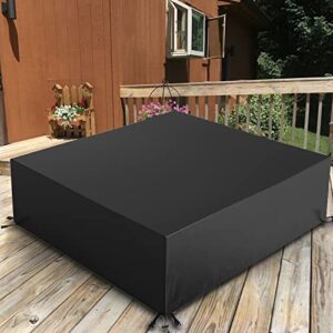 auzfy patio furniture covers waterproof, 88.6″ l x 88.6″ w x 27.6″ h, square outdoor table cover 420d oxford outdoor furniture protector anti-uv rain snow dust wind, black