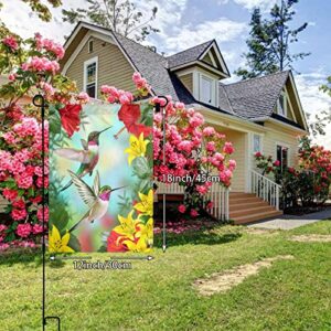 Hummingbirds Flowers Floral Birds Leaves Garden Flag Banner Double Sided Welcome Flags for Party Christmas Festival Outdoor Decor 12 x 18 Inch