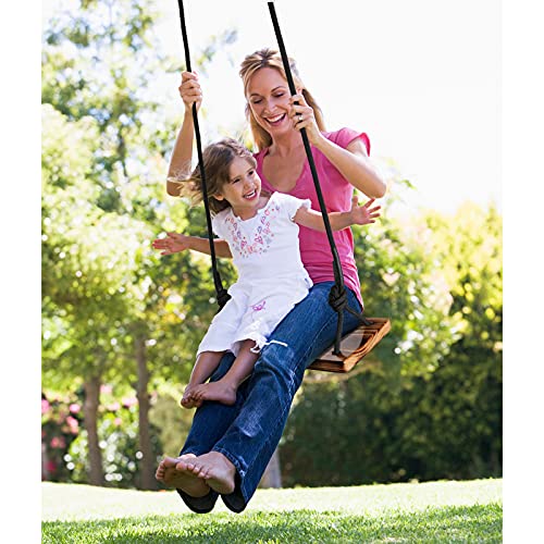 Tree Swing Seat,ATFWEL Carbonized Hanging Swing Seat with Adjustable Rope for Adult Kids Garden,Yard,Indoor,Outdoor Durable Wooden Swing Can Withstand 440LB (17.7x7.9x1.0 inch)