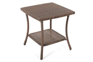 w unlimited leisure collection outdoor garden patio furniture end table, dark brown