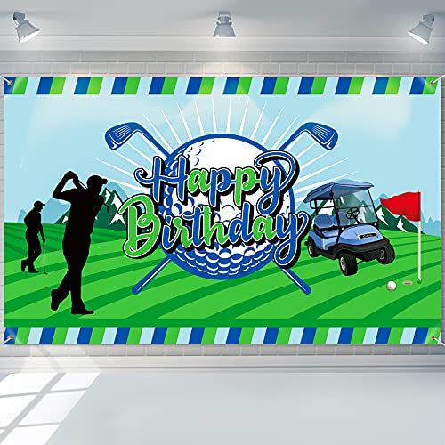 Golf Birthday Party Decoration Golf Happy Birthday Backdrop Photo Booth Banner Photography Background for Golf Sports Themed Birthday Party Supplies for Men Boy Adult Kids, 73 x 43inch